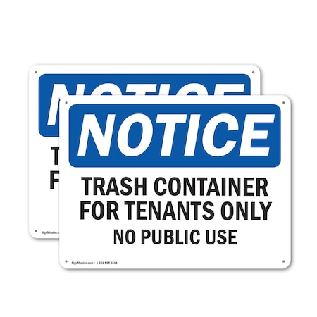 Signmission Trash Container For Tenants No Public Use, 24 in W x Rectangle, Aluminum OS-2PACK-NS-A-1824-L-16742